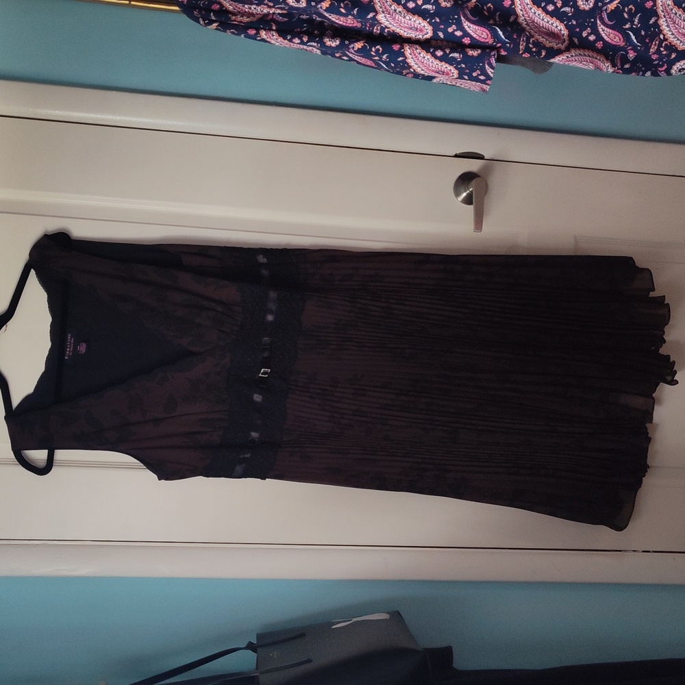 Bobbie Bee size 18W Chocolate & Black cocktail dress with a lot of details